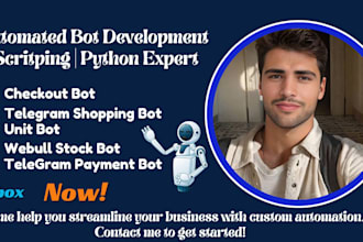 script a checkout bot, telegram shopping bot, unit webull stock bot, payment bot