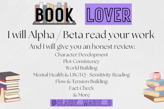 alpha or beta read your book and provide a detailed report