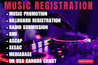 do music billboard registration copyright bmi ascap UK USA chart music promotion