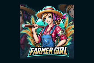 design unique farmer girl mascot logo with creative concepts