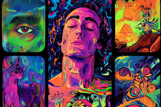 make trippy, psychedelic, surreal, illustrations designs