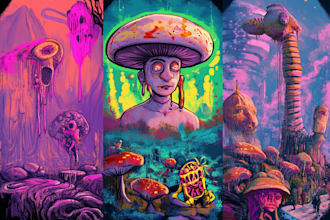 make stunning illustration psychedelic, lifestyle, surrealism
