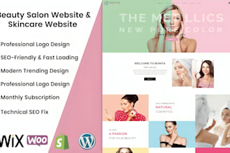 beauty website skincare website salon or cosmetic website wordpress or shopify