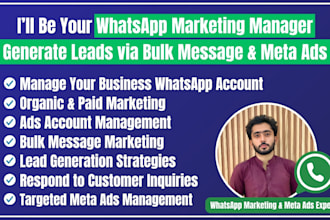 be your whatsapp marketing manager, generate leads via bulk message, meta ads