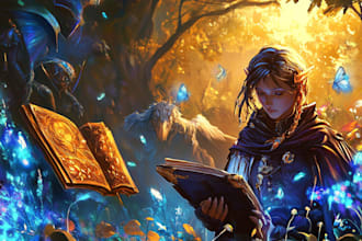 paint a character illustration in a fantasy world