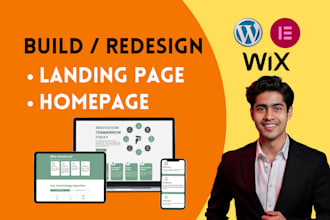 build or redo wordpress elementor landing page, wix homepage design