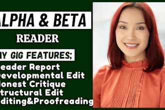 alpha, beta read your ebook structural edit developmental edit honest feedback