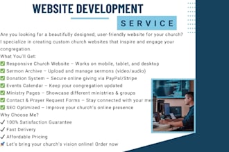 design a modern and responsive church website for your ministry