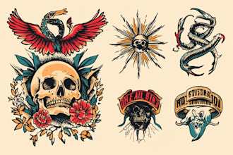 create any design in traditional tattoo or old school style