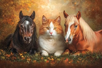 create realistic digital pet portrait dog, cat, horse