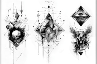 make quick geometric unique tattoo design for you