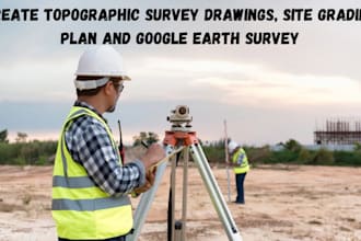 create topographic survey drawings, site grading plan and google earth survey