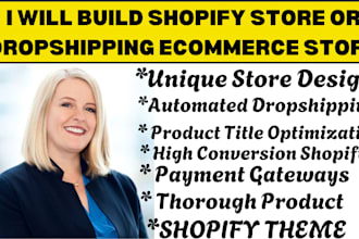 build shopify store or dropshipping ecommerce store