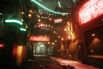 design cyberpunk city and  cyberpunk  environment art for you
