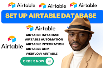 set up airtable, airtable database, airtable automation, airtable CRM, webflow