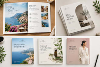 design a magazine catalogue or booklet layout for print or digital