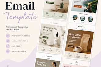 design responsive email newsletter template for mailchimp, klaviyo and shopify