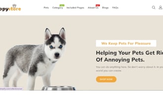 design pets shopify animal store animal care  veterinary domestic animal website