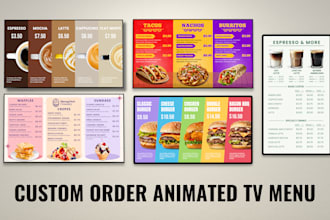 design an eye catching digital TV menu for restaurants, cafes, and bars