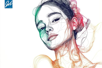 do scribble art, abstract line portrait