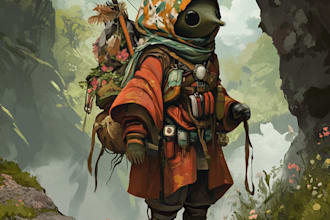 draw concept art, character illustrations and environment