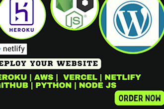 deploy static websites on heroku AWS netlify python github vercel django node js