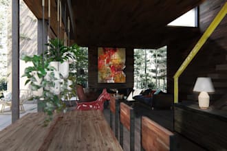 design and render kitchen, bedroom, living room, office spaces interior design