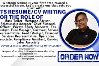 write stellar resume for entry level banking, finance, investment, retail sales