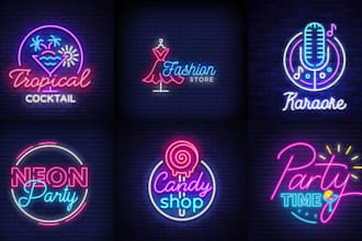 design creative neon sign light text style logo