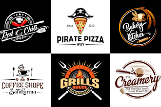 do a unique food bbq kitchen restaurant and coffee shop logo