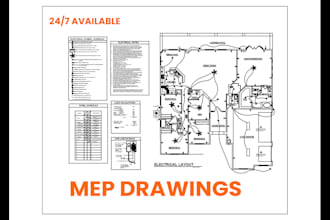 draw architectural, electrical plan, plumbing, mep drawings