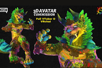 create, upload 3d vrchat avatar, furry model, nsfw, vtuber model, vseeface