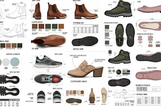 create custom 3d footwear tech pack for shoe and sneaker manufacturing ready