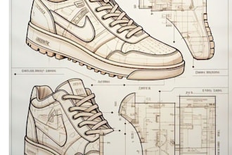 create a 3d footwear tech pack for shoe and sneaker manufacturing