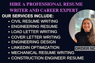 write and design resume, CV for civil, mechanical construction engineers roles