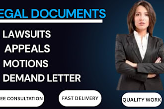 be lawyer for court motions, lawsuits, complaints, petitions or appeals