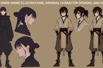 draw anime illustrations, original character design, anime fanart