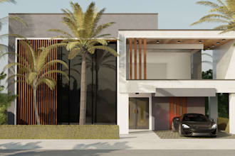 do 3d front elevation, exterior design and do realistic 3d rendering