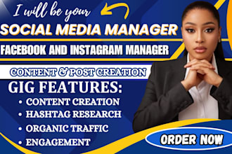 be your facebook instagram social media marketing manager content creator, posts