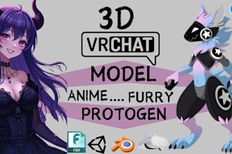 create custom vrchat avatar 3d model furry avatar vtuber vrc avatar for vrchat