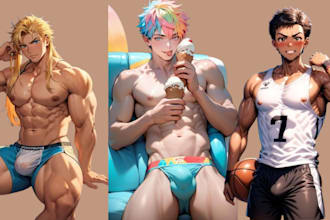 draw gay bara muscle, yaoi, nsfw, fan art, fanart, oc comic, gay character, bara