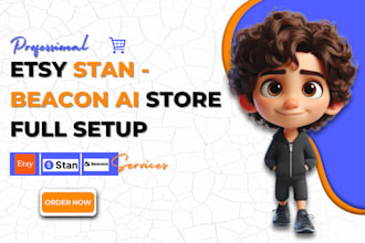setup shopify etsy stan beacons ai payhip gumroad store digital planner design