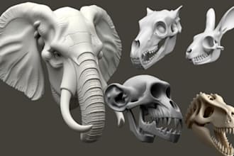 sculpt realistic 3d head model 3d animal head 3d pet skull model for 3d printing