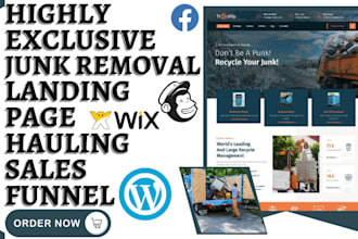 design junk removal landing page hauling dumpster website junk removal funnel