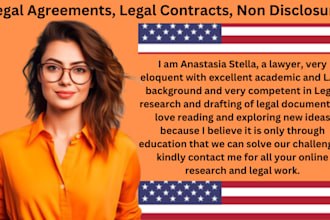 be your lawyer for legal agreements, legal contracts, terms and conditions, nda