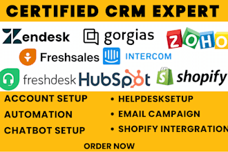 set up zendesk freshsales gorgias CRM intercom zoho freshdesk ai agent chatbot
