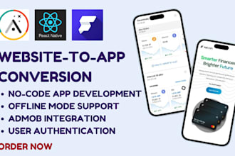 build vpn app or convert website to app using flutterflow, react native, adalo