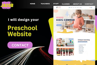 design kindergarten website, preschool, kindergarten, and daycare website on wix