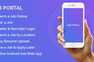 build effective job portal app, job finder app with website, api integration