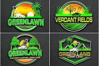 design landscaping, lawn care, mowing, organic, hemp and agriculture logo